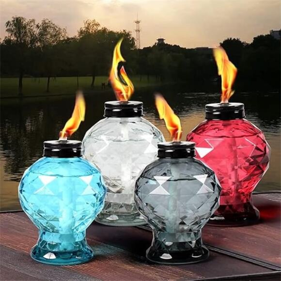 4 Pack Glass Table Torch,Citronella Glass Table top Torches - Picture 7 of 7